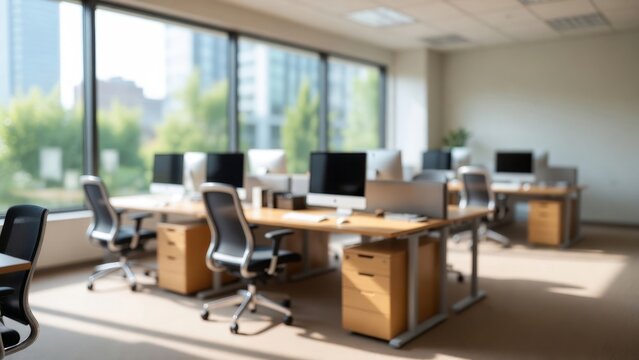 Modern office space bathed in natural daylight