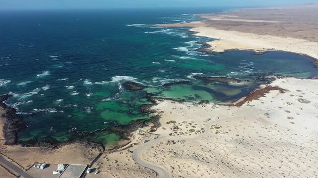 Aerial View of Natural Pools and Stone Shelters at Playa de los Charcos Fuerteventura