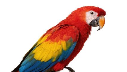 Fototapeta premium Stunning scarlet macaw parrot displaying its vibrant red, yellow, and blue plumage