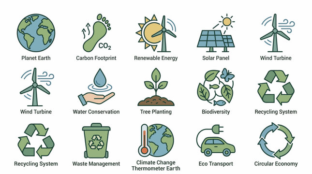 Dynamic Earth Day sustainability graphic showcasing interconnected green arrows revolving around the planet, emphasizing global environmental responsibility