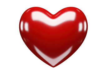 Fototapeta premium A glossy three dimensional red heart with realistic shading on transparent background