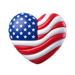 Fototapeta premium A heart-shaped design featuring the American flag, representing patriotism and love for the USA.