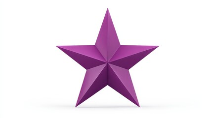 Obraz premium A 3D, five-pointed purple star with beveled edges and sharp points, standing upright on a plain white background.