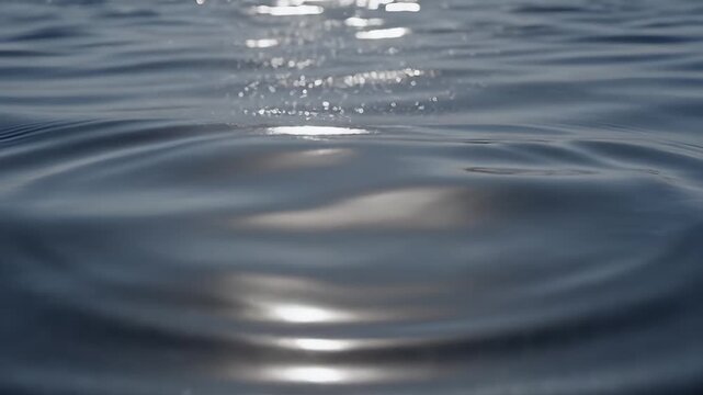 Clear ice block floating on shimmering ocean surface under sunlight