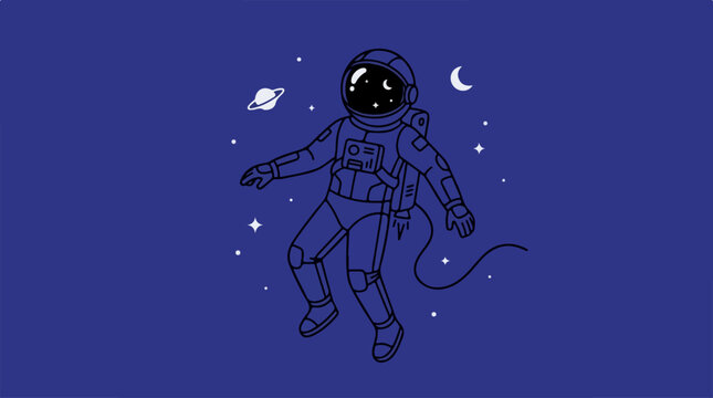 Astronaut Floating in Space Suit.