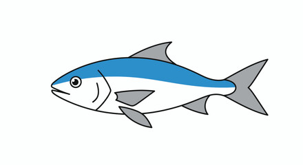 Obraz premium Cartoon-Style Fish Illustration Depicting Aquatic Life with Blue and Gray Details