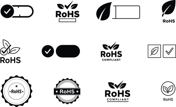RoHS compliant logos and icons for electronics and environmental safety certifications