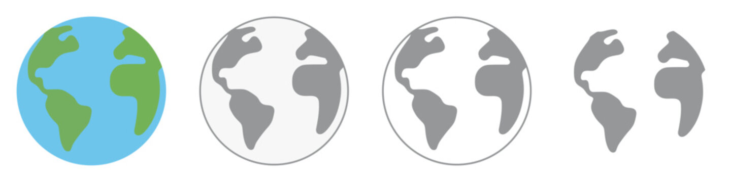 Earth clipart cartoon flat globe and world map planet element vector png set on transparent background for emoji icon symbol outline simple