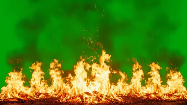 Flames on Green Screen