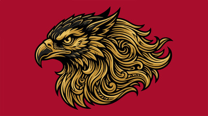 Fototapeta premium Golden Eagle Head Illustration.