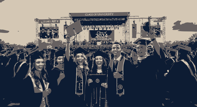 Graduates wearing academic regalia standing together.