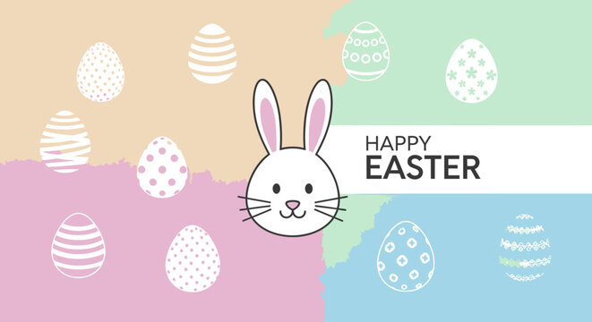 Easter bunny head with colorful eggs.