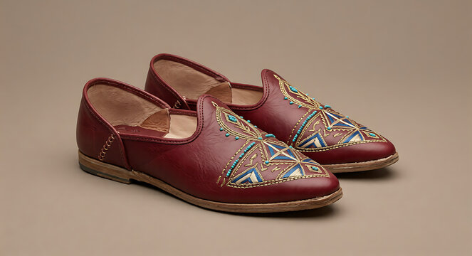 Authentic Handcrafted Moroccan Babouche: Premium Embroidered Leather Mules for Indoor & Outdoor Comfort