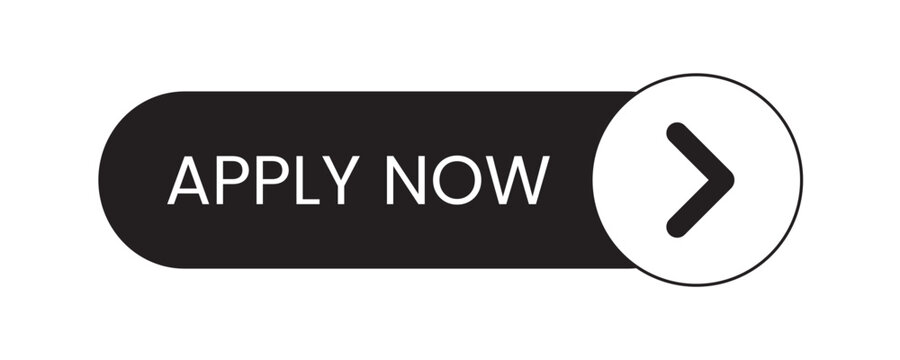 Apply now CTA button vector with minimal black white interface arrow icon design