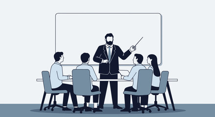 Fototapeta premium Businessman teaching at a conference table.