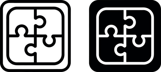 Obraz premium Two contrasting puzzle piece icons with different background styles
