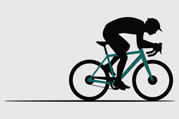 Naklejka premium Cyclist Riding Bicycle Silhouette, cycling sport concept
