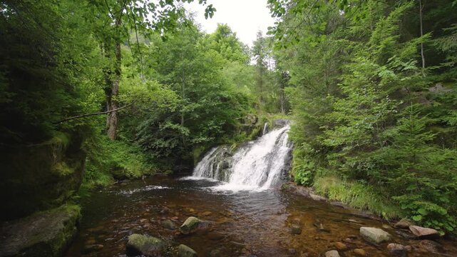 Beautiful small waterfall at Menzenschwander cascade in Black Forest Germany Schwarzwald