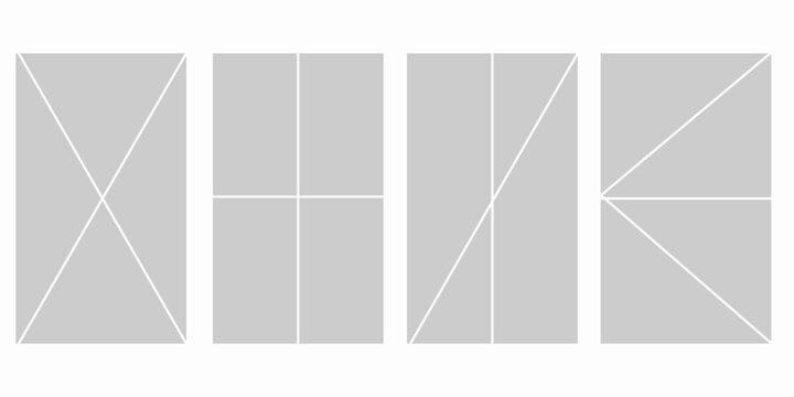 Set of comic 4 frame photo collage layout