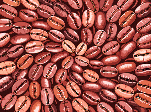 patron vibrante de granos de cafe