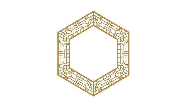 Elegant geometric hexagon decorative frame design for luxury branding, invitations, logos and artistic presentations