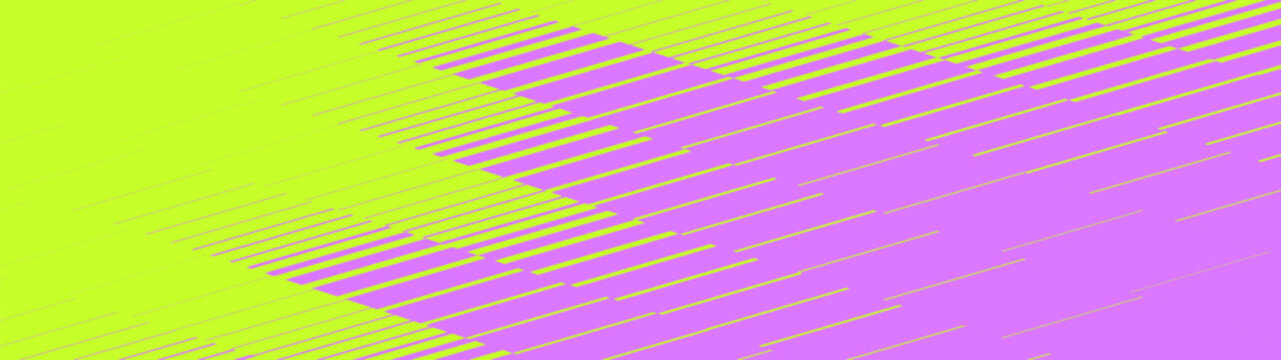 Postmodern teck geometric dynamic transition vector gradient, Fade oblique stripe gradation ornament in acidic green and purple colors, Halftone gradient texture from thick to thin diagonal line