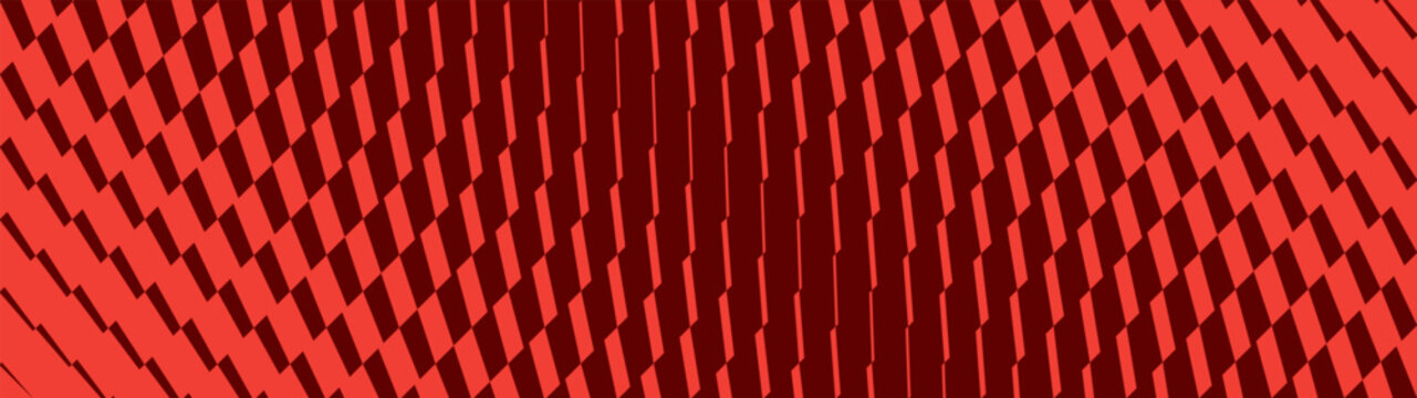 Red halftone stripe transition pattern of shifting diagonal lines, Postmodern tech geometric dynamic trendy texture from thick to thin line, Repeat design, Extreme sport style background