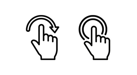 Obraz premium Gesture icons: hand swiping and hand tapping, representing touchscreen interaction and user interface, swipe gesture