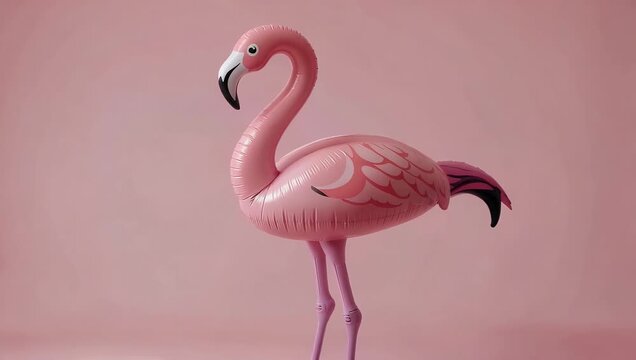 Trendy 4K monochromatic pink aesthetic featuring stylized flamingo float against vibrant background perfect for chic fashion lifestyle and summer themed digital content