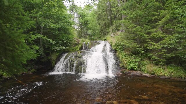 Small Waterfall in Menzenschwander cascade in Black Forest Germany Schwarzwald