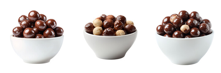 Obraz premium Set of Pile of classic malted milk balls on transparent png background. Ai generated