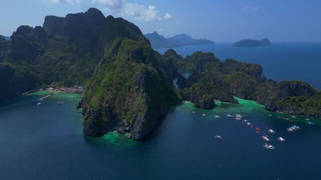 Big Lagoon El Nido, Palawan aerial island landscape Fabulous aerial view drone