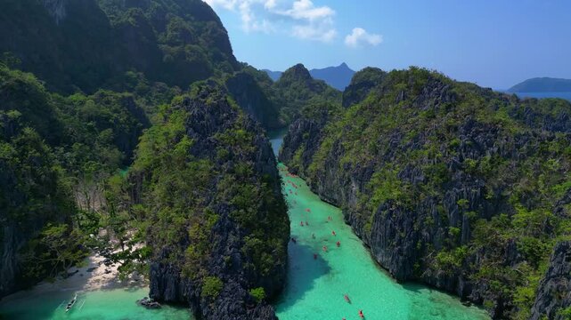 Big Lagoon El Nido, Palawan aerial island landscape Unique aerial view drone