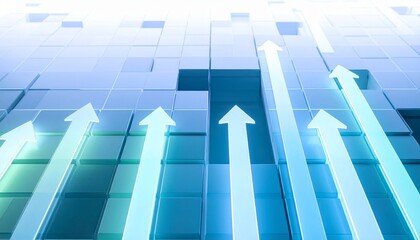 Fototapeta premium Arrows rising upward to represent business growth. A graphical representation of positive direction