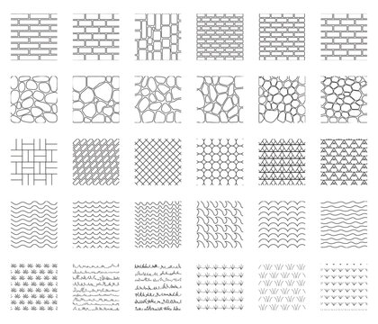 Landscape Architecture CAD Hatch Pattern Set Grass Water Stone Wall Texture Elements Collection