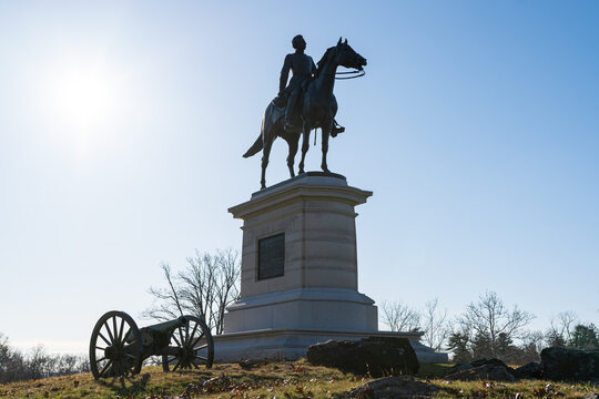 The Major General Henry W. Slocum equestrian monument at Gettysburg National Military Park, Pennsylvania, honoring the Union commander of the Twelfth Corps and the Right Wing.