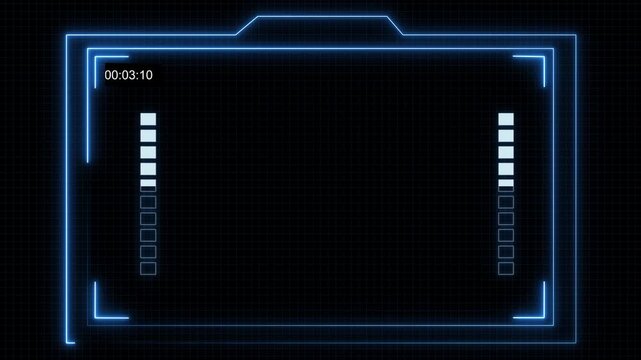 Neon-lit display showing a pixelated face on a dark background