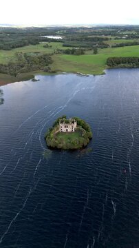 Aerial view of Mc Dermott Castle, County.Roscommon - Ireland