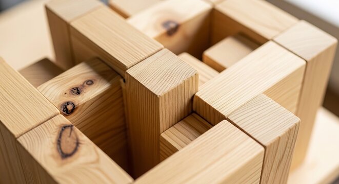 Sculptural Wooden Interlock Geometry