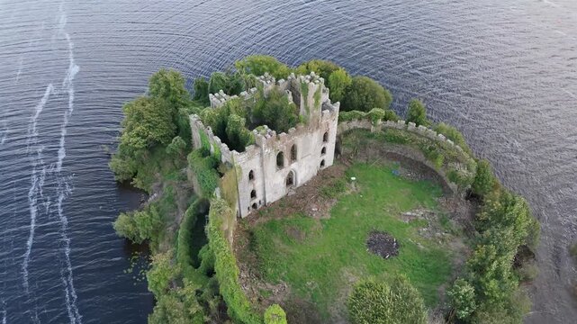 Aerial view of Mc Dermott Castle, County.Roscommon - Ireland