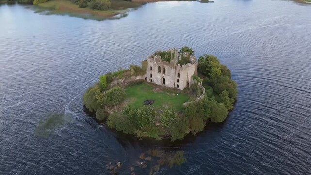 Aerial view of Mc Dermott Castle, County.Roscommon - Ireland