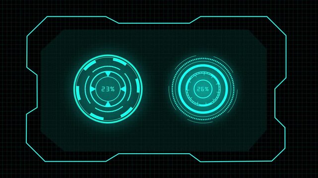 Top-down view of a futuristic game arena with two circular targets on a dark platform.