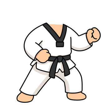 Taekwondo Uniform Body Template for Characters - Martial Arts Poses
