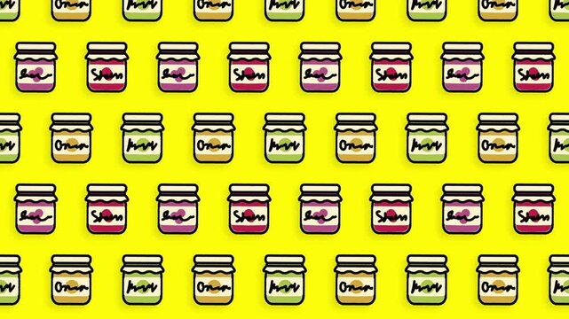 かわいいジャム瓶の手描きループアニメーション背景