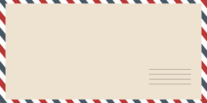 Air mail letter. Post stamp. Airmail frame postcard. Blue red stripes pattern.eps,10