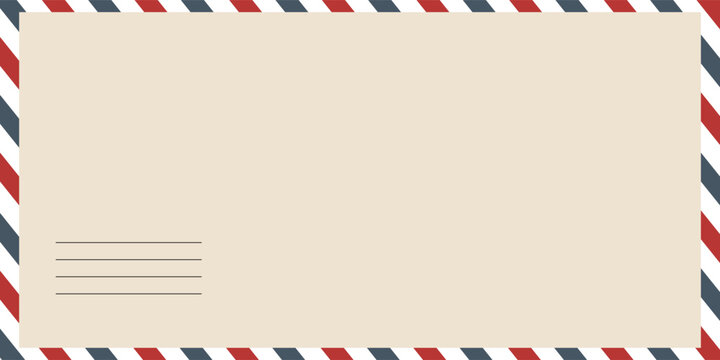 Air mail letter. Post stamp. Airmail frame postcard. Blue red stripes pattern.eps,10