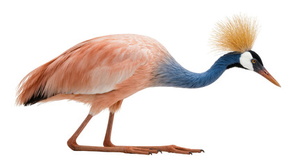 Fototapeta premium Full-body profile of an elegant African crowned crane with its striking golden crest