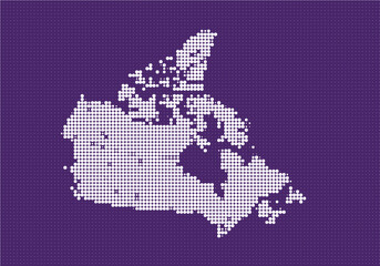 Obraz premium Digital pixel art map of canada with a dotted design on a vibrant blue background