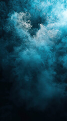 Obraz premium Mysterious abstract teal smoke clouds with soft flowing mist on dark background