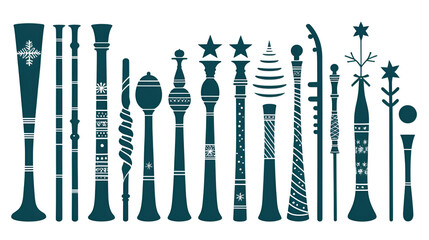 Fototapeta premium christmas flute silhouette vector icon set